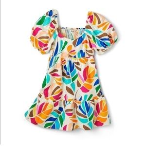 Women's Botanical Print Puff Sleeve Mini
Dress - Tabitha Brown